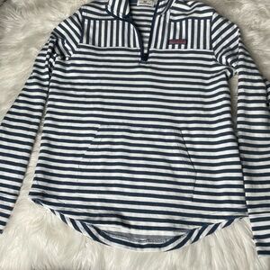 Vineyard Vines Striped Quarter-Zip Pullover in Navy and White